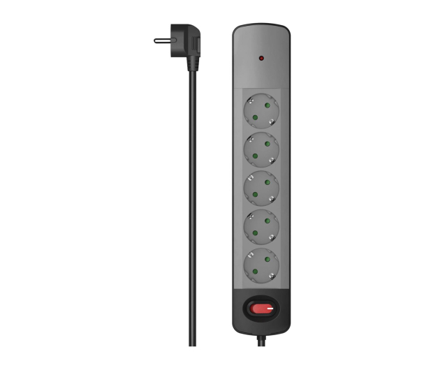 HAMA Listwa antyprzepięciowa 5GN schuko, czarno-szara 1,5M - 1416379 - zdjęcie